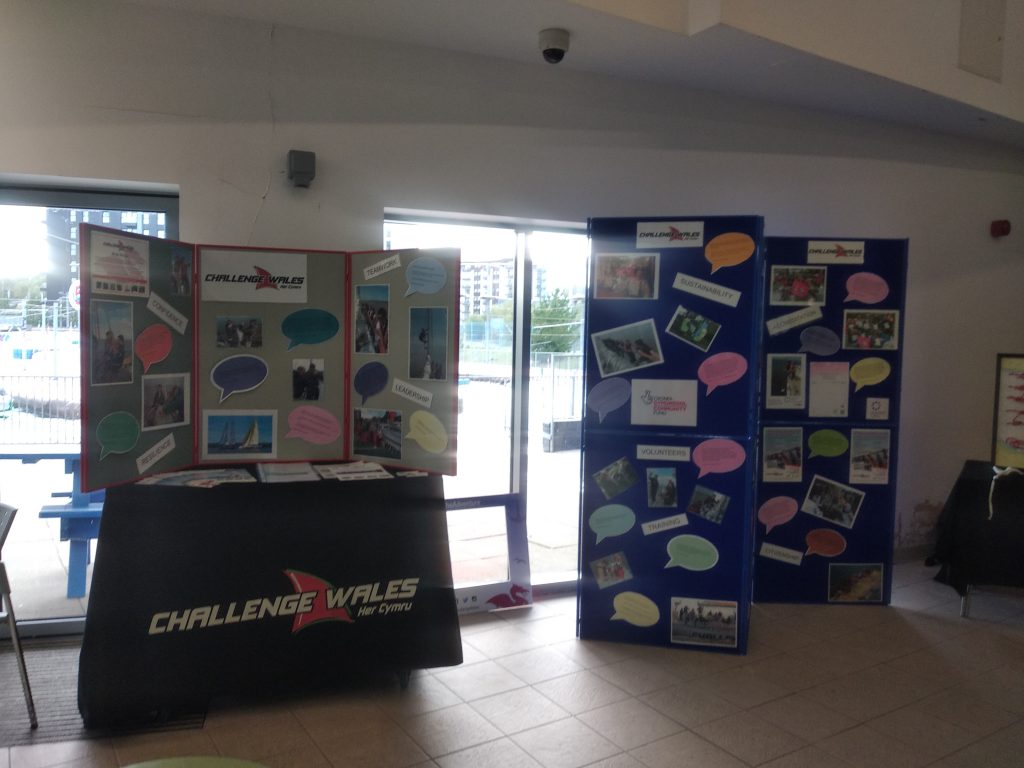 Challenge Wales display showing quotes and images